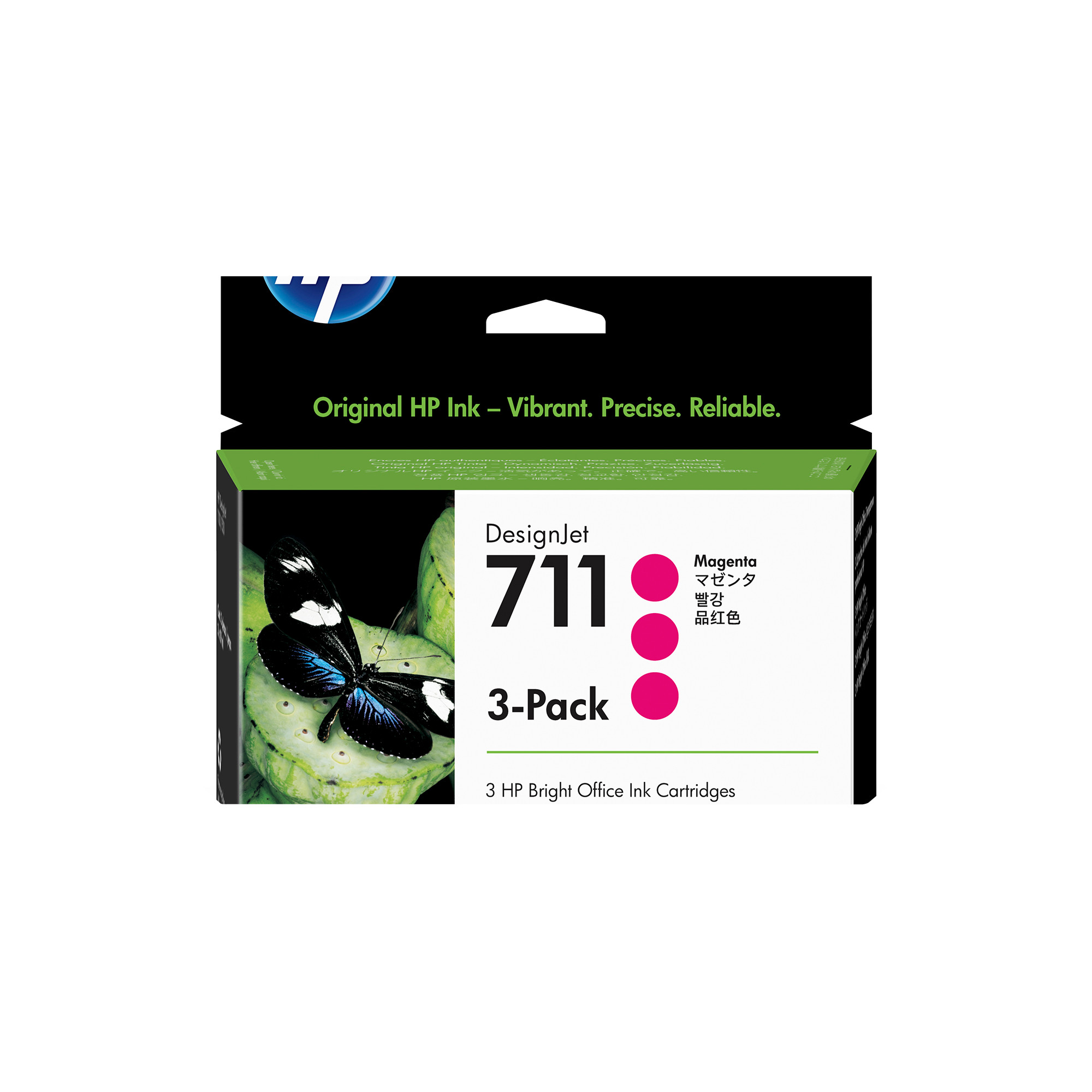 HP 711 Magenta DJ Ink Cart, 29 ml, 3-pack, CZ135A