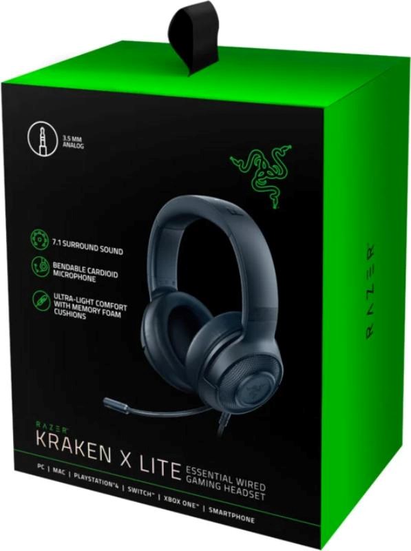 RAZER Herní Sluchátka Kraken X Lite, 3.5 mm jack, černá