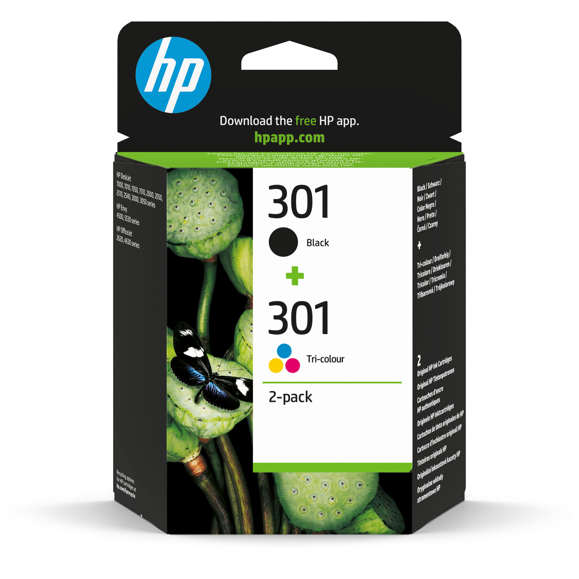 HP 301 Ink Cartridge Combo 2-Pack, N9J72AE (190 / 165 pages)