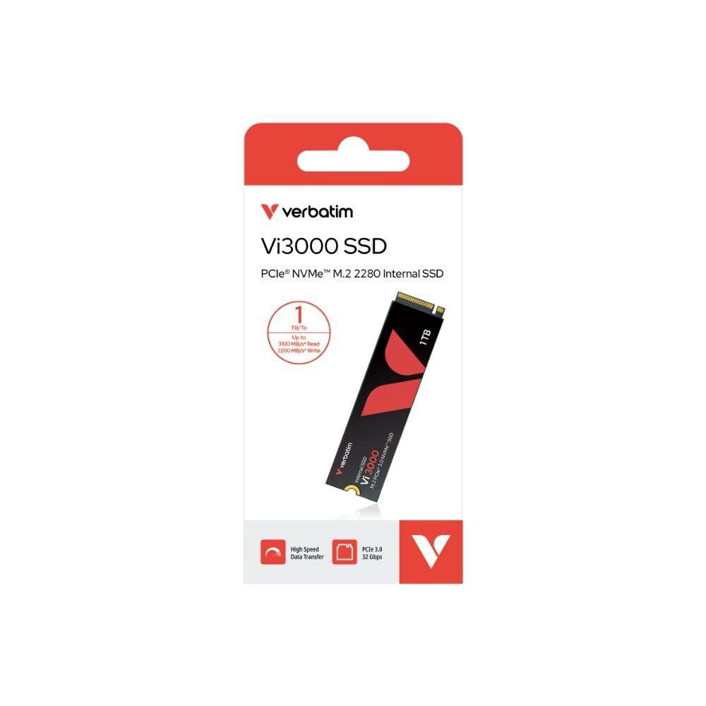 VERBATIM SSD Vi3000 Internal PCIe NVMe M.2 SSD 1TB , W 3000/ R 3300 MB/s