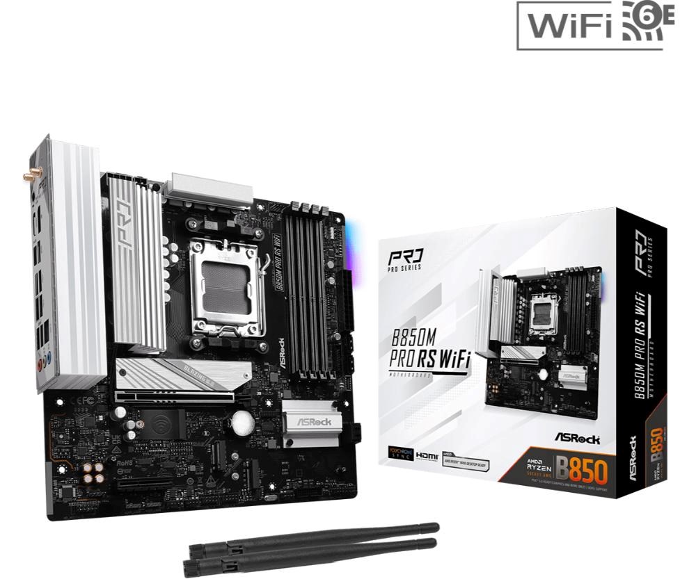 ASRock MB Sc AM5 B850M PRO RS WIFI, AMD B850, 4xDDR5, 1xDP, 1xHDMI, WiFi, mATX