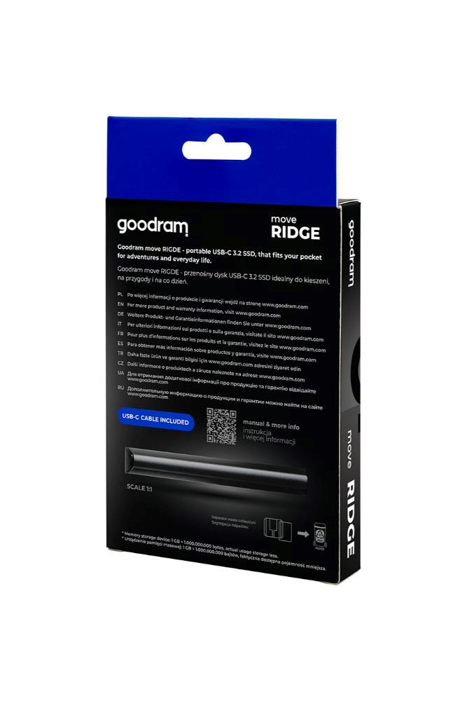 GOODRAM externí SSD Move Ridge 1TB, USB-C 3.2 Gen2x2, (R:2000/W:2000MB/s), černá