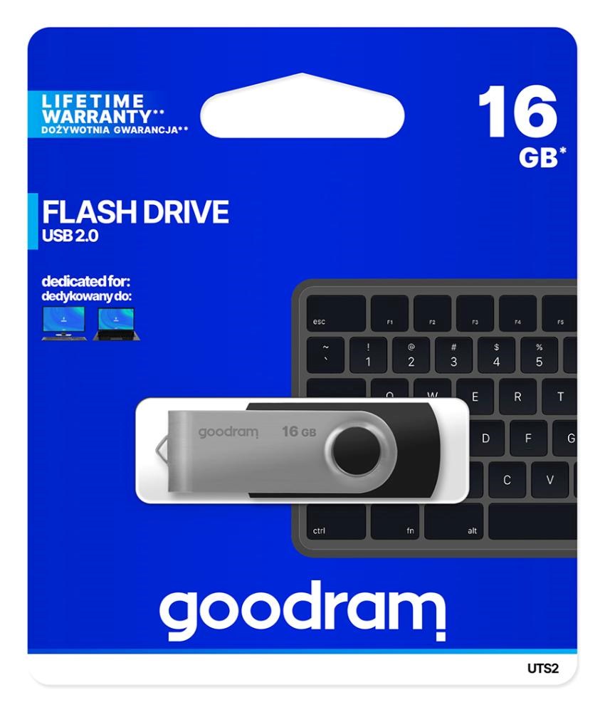 GOODRAM Flash Disk 16GB UTS2, USB 2.0, černá