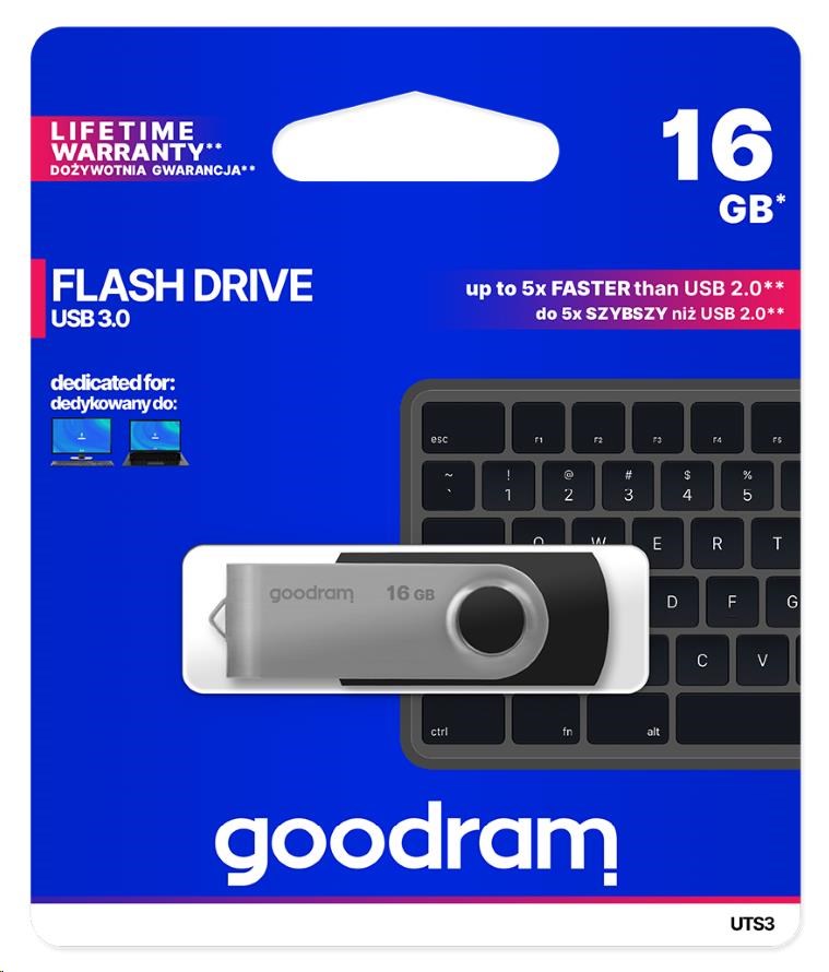 GOODRAM Flash Disk 16GB UTS3, USB 3.0, černá