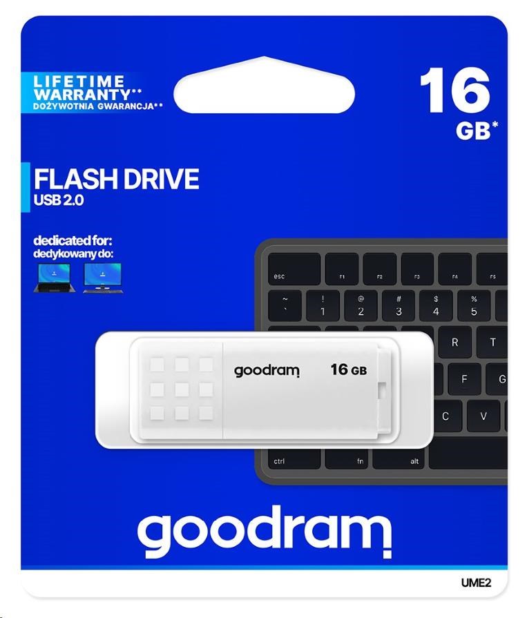 GOODRAM Flash Disk 16GB UME2, USB 2.0, bílá