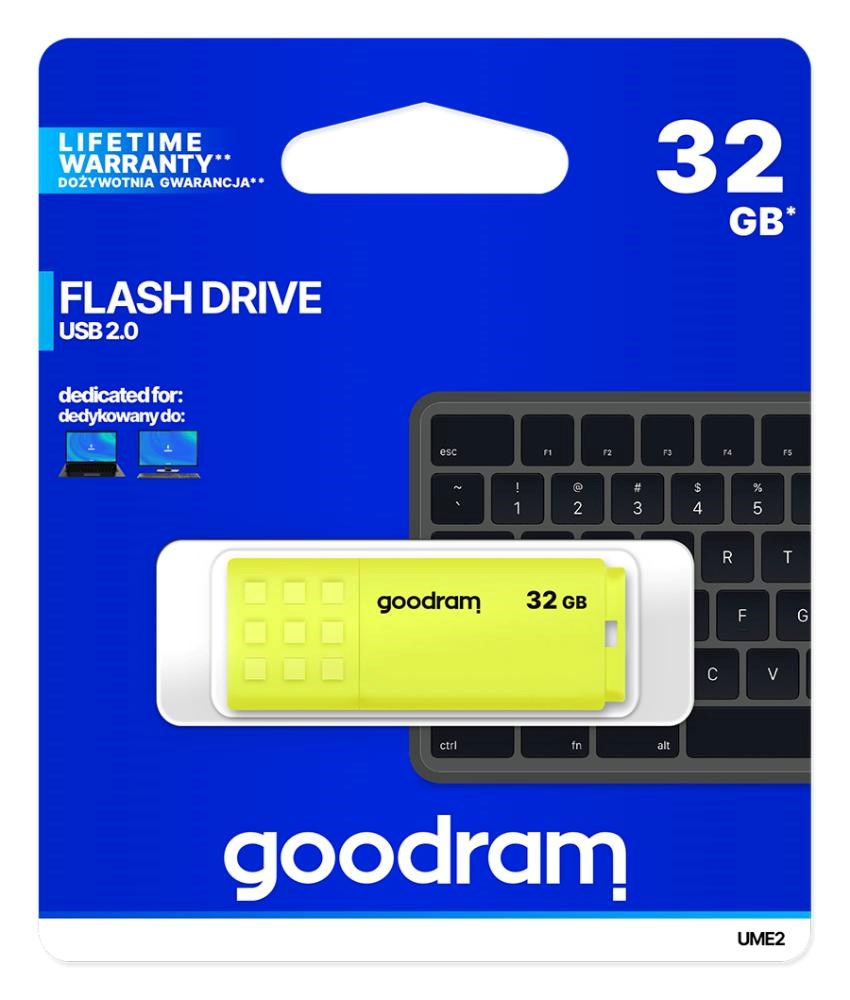 GOODRAM Flash Disk 32GB UME2, USB 2.0, žlutá