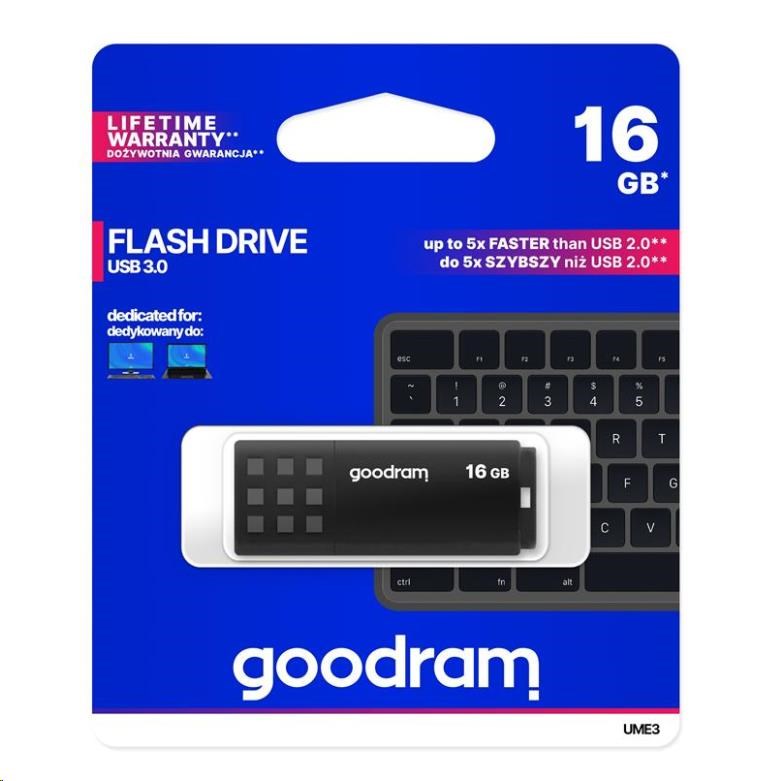 GOODRAM Flash Disk 16GB UME3, USB 3.0, černá