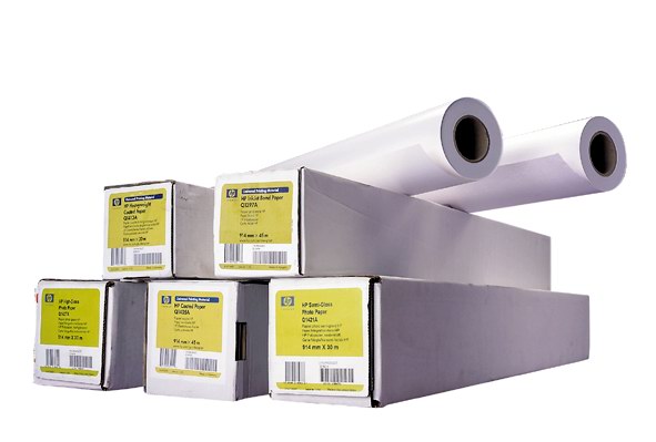 HP Universal Coated Paper, 124 microns (4.9 mil) • 90 g/m2 (24 lbs) • 1067 mm x 45.7 m, Q1406B