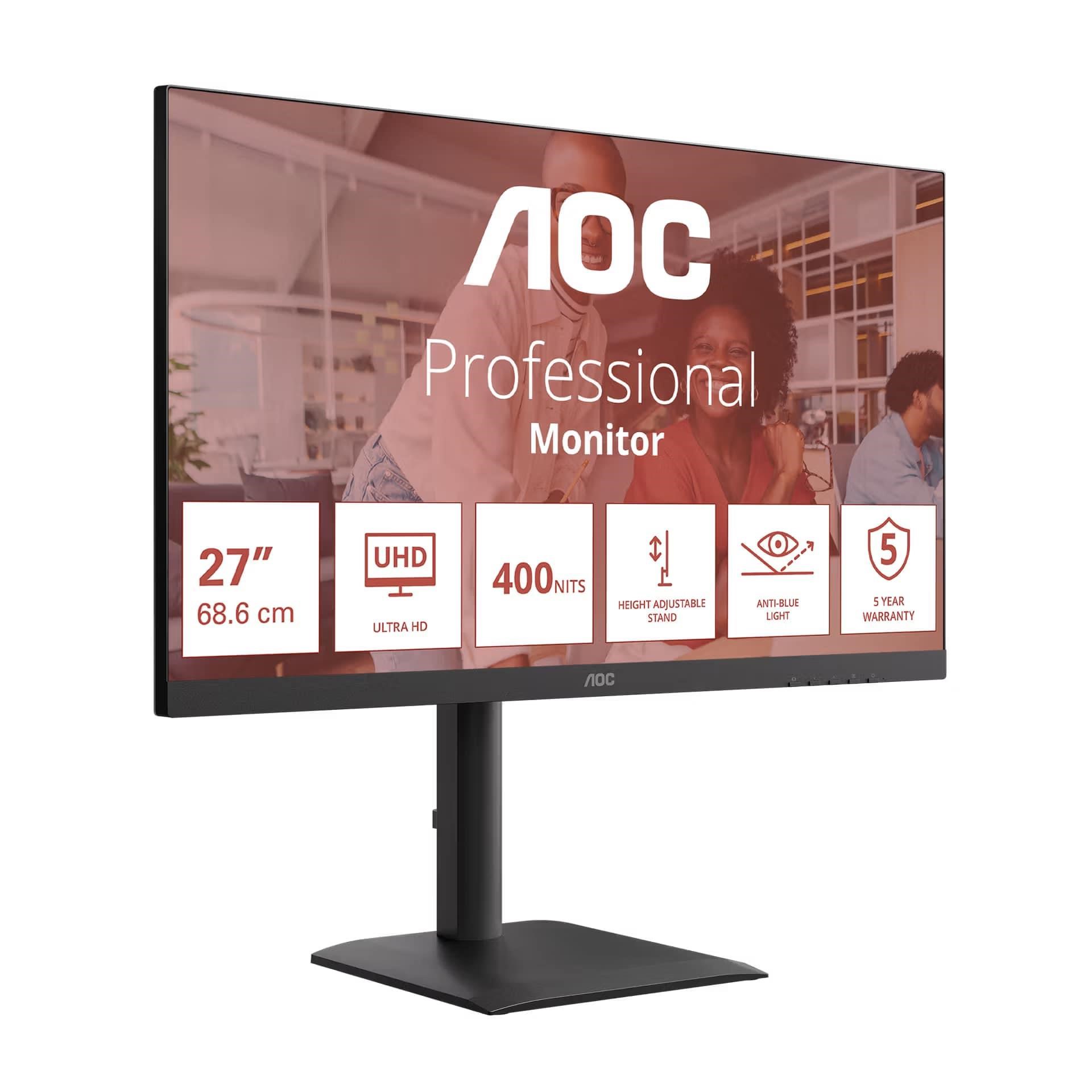 AOC MT IPS LCD WLED 27" U27E4CV - IPS panel, 3840x2160, 60Hz, HDMI, DP, USB-C