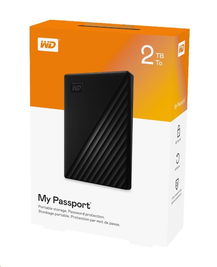 WD My Passport Portable 2TB, Externí HDD, USB 3.0, černá