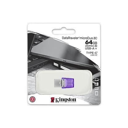 Kingston Flash Disk 64GB DataTraveler microDuo 3C 200MB/s dual USB-A + USB-C