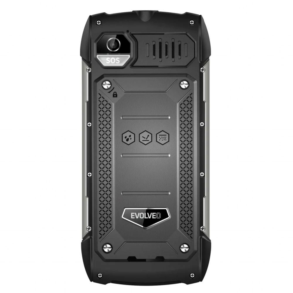 EVOLVEO StrongPhone H1, vodotěsný odolný Dual SIM telefon, černo-stříbrná