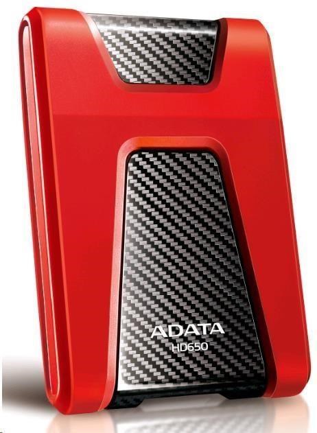 ADATA Externí HDD 1TB USB 3.1 DashDrive Durable HD650, červený (gumový, nárazu odolný)