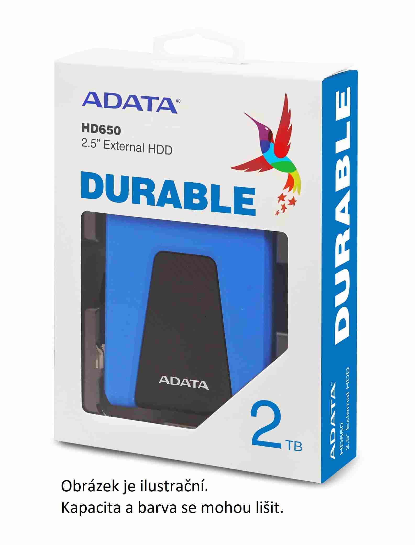 ADATA Externí HDD 1TB USB 3.1 DashDrive Durable HD650, červený (gumový, nárazu odolný)