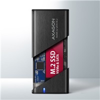 AXAGON EEM2-SB2, USB-C 3.2 Gen 2 - M.2 NVMe & SATA SSD kovový RAW box, bezšroubkový, černý