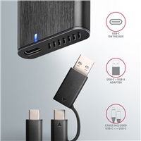 AXAGON EEM2-SB2, USB-C 3.2 Gen 2 - M.2 NVMe & SATA SSD kovový RAW box, bezšroubkový, černý