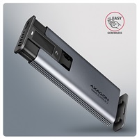AXAGON EEM2-SD2 USB-C 10Gbps - M.2 NVMe & SATA SSD kovový DISPLAY box, bezšroubkový