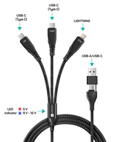 CONNECT IT Nabíjecí kabel Wirez 6v1, USB-C/USB, Lightning + 2x USB-C, 1.25m, černá