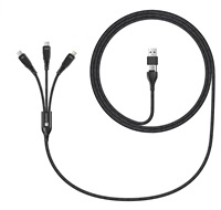 CONNECT IT Nabíjecí kabel Wirez 6v1, USB-C/USB, Lightning + 2x USB-C, 1.25m, černá
