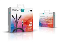 CONNECT IT Nabíjecí kabel Wirez 6v1, USB-C/USB, Lightning + 2x USB-C, 1.25m, černá