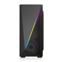 1stCOOL skříň SHARK 2, middle tower, AU, USB 3.0, bez zdroje, RGB fan, průhledná bočnice, černá