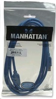 MANHATTAN Kabel USB 3.0 A-A prodlužovací 2m, modrý