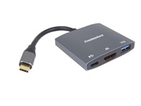 PremiumCord adaptér USB-C na HDMI, USB3.0,  PD, rozlišení 4K a FULL HD 1080p