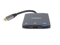 PremiumCord adaptér USB-C na HDMI, USB3.0,  PD, rozlišení 4K a FULL HD 1080p