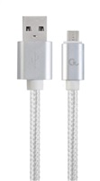 GEMBIRD Kabel MicroUSB - USB, opletený, stříbrný, 180cm
