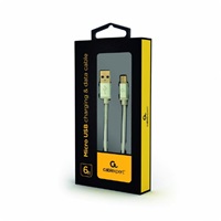 GEMBIRD Kabel MicroUSB - USB, opletený, stříbrný, 180cm