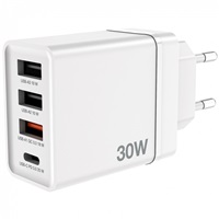 VERBATIM Univerzální adaptér nabíječka CHR-30EU2, 30W, 1x USB-C, 3x USB bílá