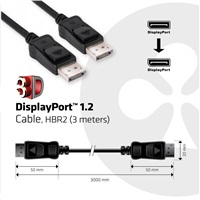 Club3D Kabel certifikovaný DisplayPort 1.2, 4K60Hz UHD (M/M), 3m, 30 AWG