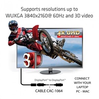 Club3D Kabel certifikovaný DisplayPort 1.2, 4K60Hz UHD (M/M), 3m, 30 AWG