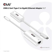Club3D Adaptér aktivní USB 3.2 typ C na LAN (Gigabit Ethernet - 1Gb), 20cm