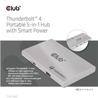 Club3D hubThunderbolt 4 Portable 5-in-1 Hub with Smart Power