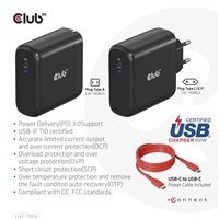 Club3D cestovní nabíječka 100W GAN technologie, USB-IF TID certified, USB Type-C, Power Delivery(PD) 3.0 Support