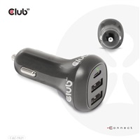 Club3D Auto nabíječka pro Notebooky 36W, 3 porty (2xUSB-A + USB-C)