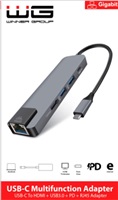 WG - HUB Type-C  4 v1, HDMI + RJ45 + USB3.0, hliníkový