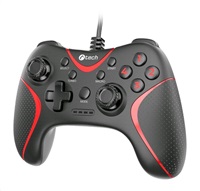 C-TECH gamepad Theon pro PC/PS3, 2 programovatelná makro tlačítka, 2x analog, X-input, vibrační, 1,8m kab