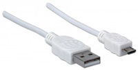 MANHATTAN Kabel propojovací USB 2.0 A Male / Micro-B Male, 1m, bílý