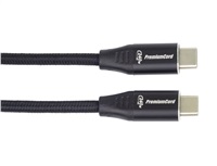 PREMIUMCORD Kabel USB-C M/M, 240W 480Mbps černý bavlněný oplet, 2m