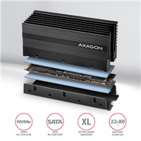 AXAGON CLR-M2XL, hliníkový pasivní chladič pro jedno i oboustranný M.2 SSD disk, výška 36 mm