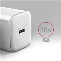 AXAGON ACU-PD20W, nabíječka do sítě 20W, 1x port USB-C, PD3.0/PPS/QC4+/AFC/Apple, bílá
