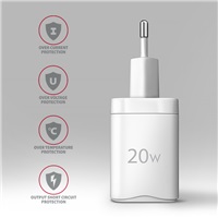 AXAGON ACU-PD20W, nabíječka do sítě 20W, 1x port USB-C, PD3.0/PPS/QC4+/AFC/Apple, bílá