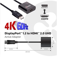 Club3D Adaptér aktivní DisplayPort 1.2 na HDMI 2.0 4K60Hz UHD, 20cm