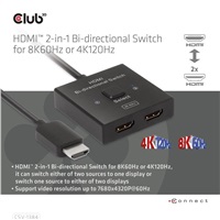 Club3D Switch, HDMI na 2xHDMI Oboustranný 2v1, 8K60Hz, 4K120Hz