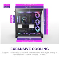 NZXT skříň H9 Flow RGB dvoukomorová ATX / 1x140 RGB mm / 1x 120mm RGB fan / prosklená / černá