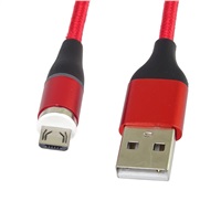 PREMIUMCORD Magnetický micro USB a USB-C nabíjecí a datový kabel 1m, červený