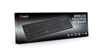 C-TECH klávesnice WLTK-01, bezdrátová s touchpadem, černá, USB