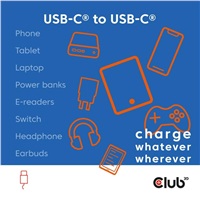 Club3D Kabel magnetický USB-C, 240W PD3.1, 480 Mbps, 2m, modrá